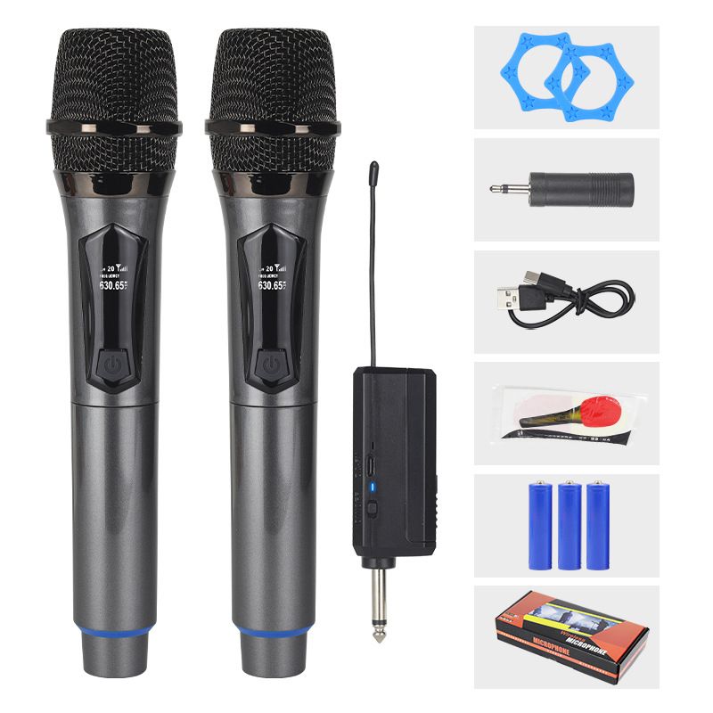 One To Two Wireless Microphone Universal, Suitable For Speaker Amplifiers, Home Karaoke, Entertainment, Stage Ktv，Rechargeable