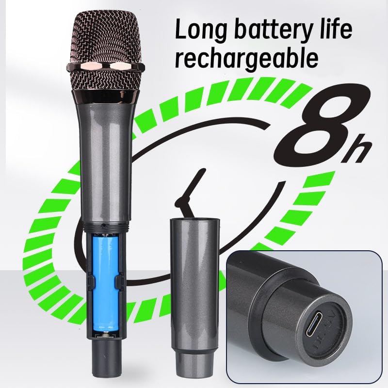One To Two Wireless Microphone Universal, Suitable For Speaker Amplifiers, Home Karaoke, Entertainment, Stage Ktv，Rechargeable