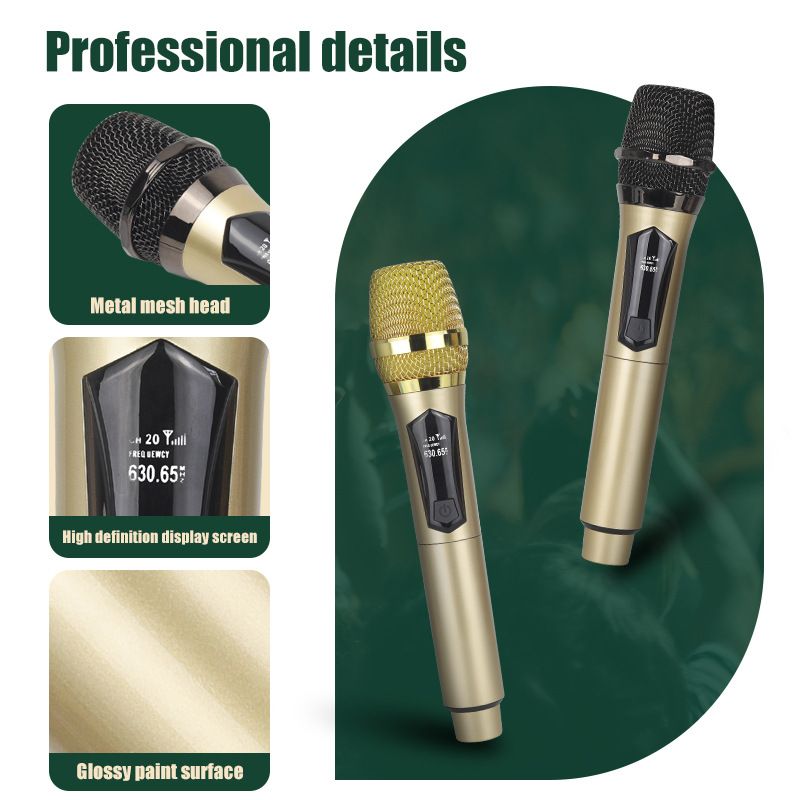 One To Two Wireless Microphone Universal, Suitable For Speaker Amplifiers, Home Karaoke, Entertainment, Stage Ktv，Rechargeable
