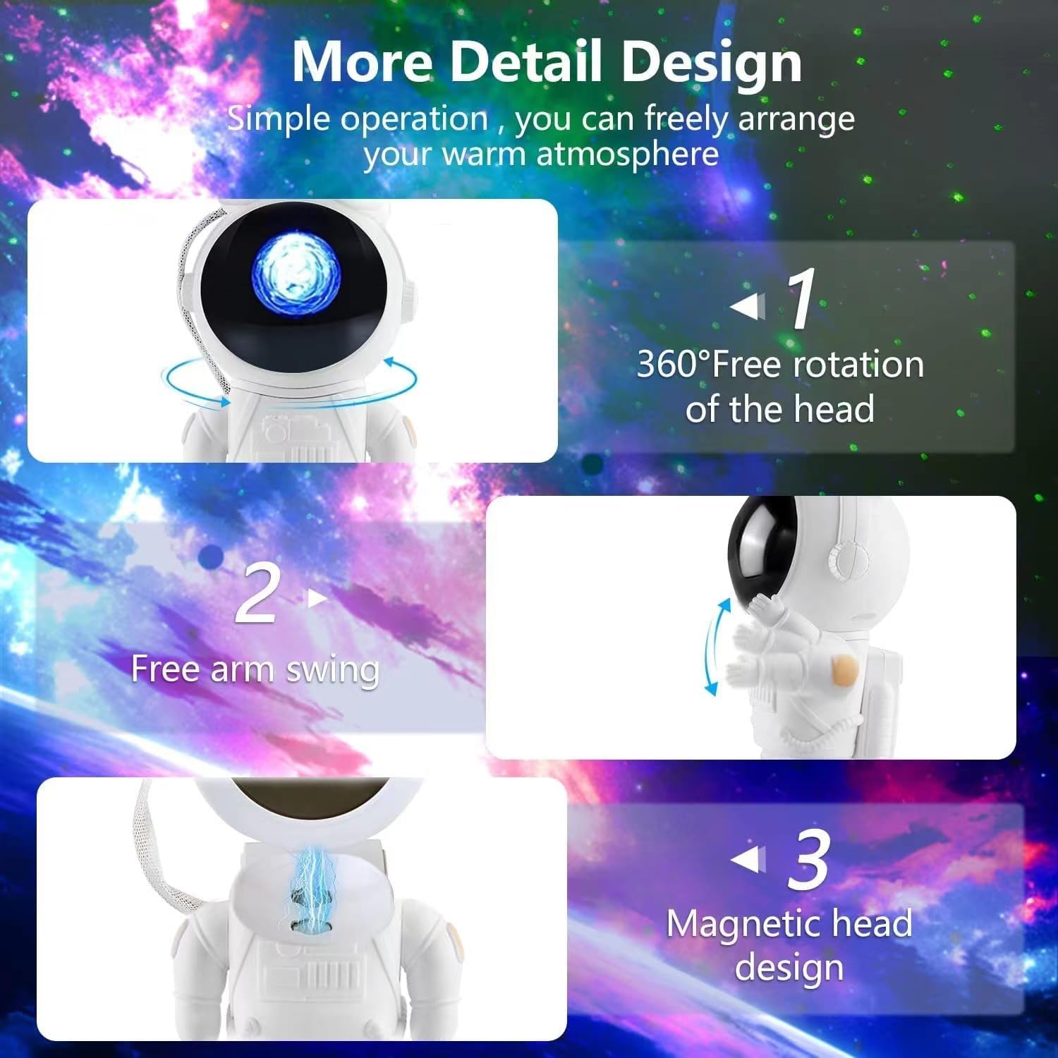 Astronaut Galaxy Star Projector Starry Night Light, Astronaut Light Projector with Nebula,Timer and Remote Control, Bedroom and Ceiling Projector, Gifts for Children and Adults