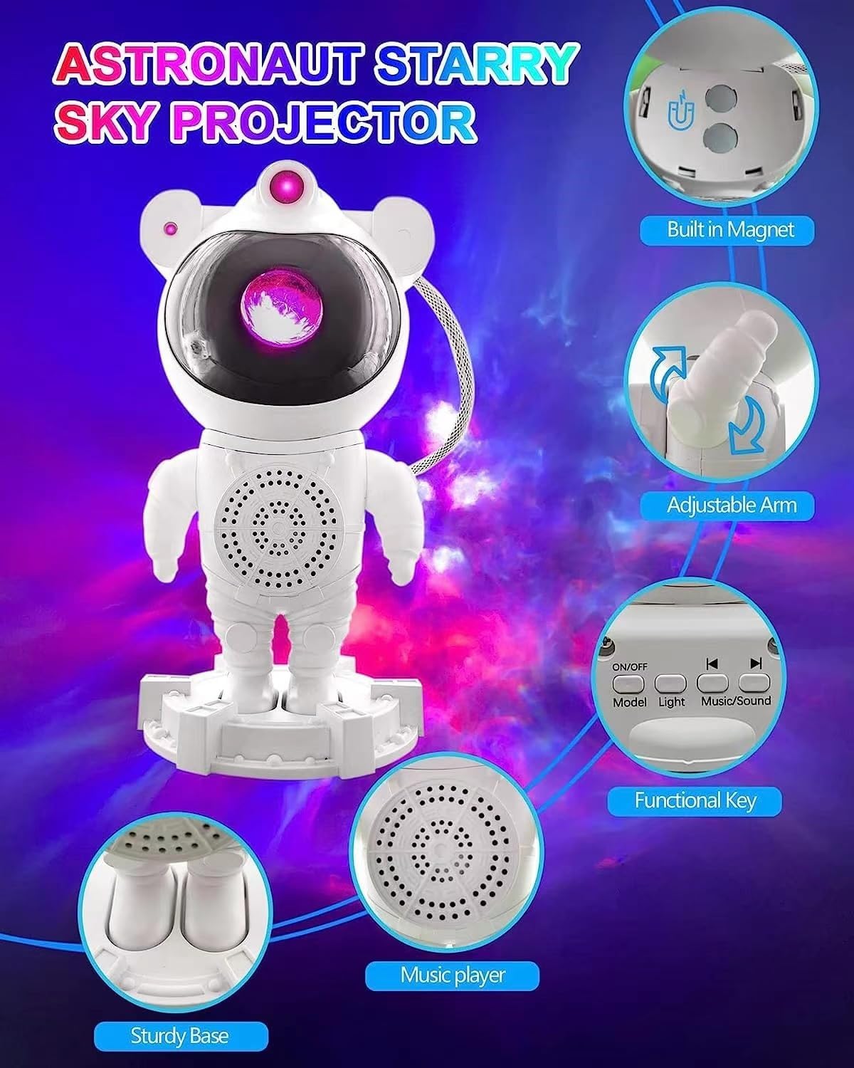 Astronaut Galaxy Star Projector Starry Night Light, Astronaut Light Projector with Nebula,Timer and Remote Control, Bedroom and Ceiling Projector, Gifts for Children and Adults