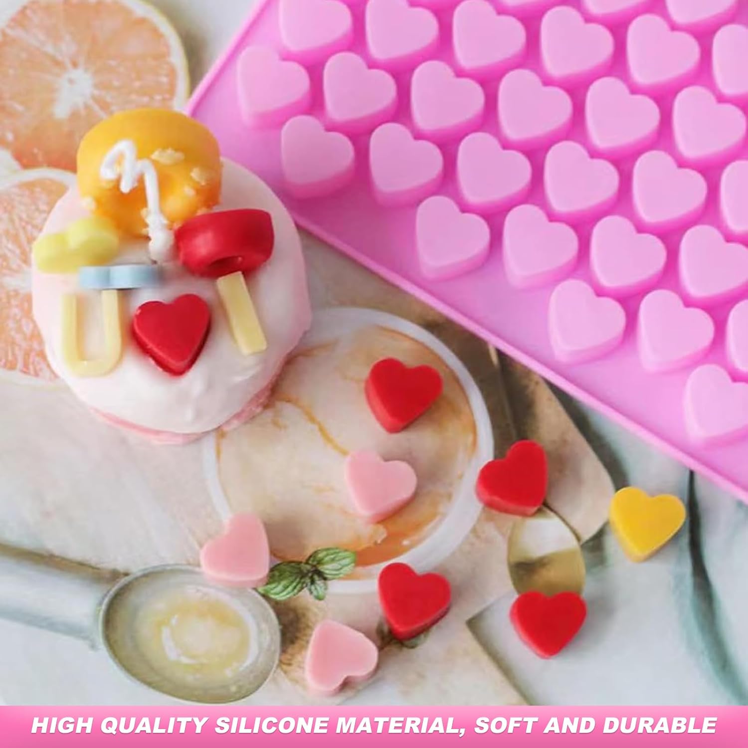 Silicone Gummy Candy Molds, 4PCS Candy Silicone Molds with 2 Droppers, Jelly Mold Non Stick Gummy Baking Tray for Sweets Fondant Cake Decor