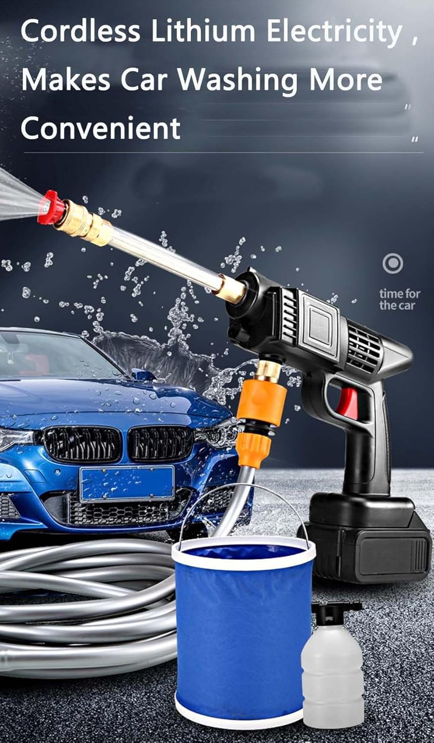 Cordless Pressure Washer, 30Bar Battery Powered with 3 Spray Modes and Accessories, Handheld Electric Power Washers , 6-in-1 Nozzle with Jet Nozzles for Car Floor Wall Fence Cleaning Pet Cleaning