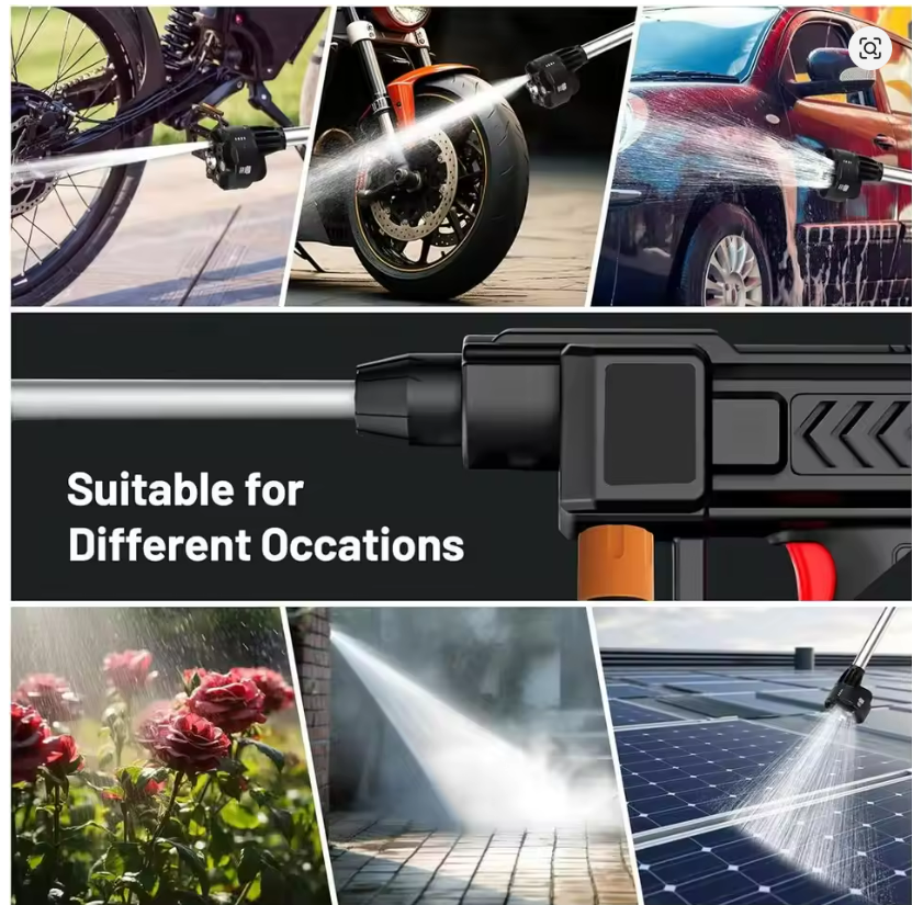 Cordless Pressure Washer, 30Bar Battery Powered with 3 Spray Modes and Accessories, Handheld Electric Power Washers , 6-in-1 Nozzle with Jet Nozzles for Car Floor Wall Fence Cleaning Pet Cleaning