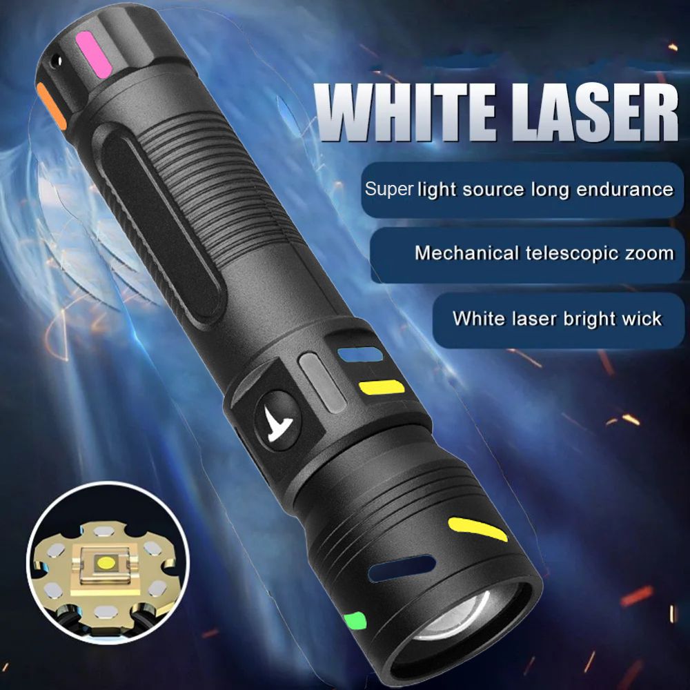 High Brightness White Laser Torch Rechargable 5 modes Zoomable Flashlight Portable Multi-Function Torchs