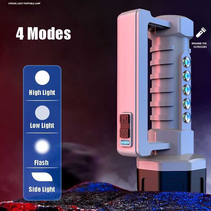 4 Modes Super Bright Multifunction Flashlight Outdoor/Indoor IPX4 Torch Powerful LED Flashlight Long Range Side Light