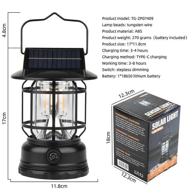 USB Recharge LED Light Retro Lamp Portable Camping Indoor Emergency Lighting Outdoor Waterproof Lighting Garden Street Path Lawn Lamp