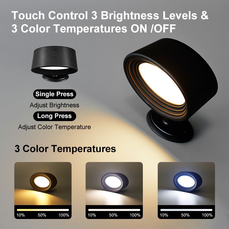 USB Rechargeable Memory Function Indoor Wall Lamp Magnetic Three-Color Cabinet Lamp Bedside Lamp Portable Touch Light Magnetic Wall Lamp