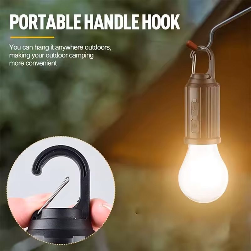 USB Camping Light 3 Lighting mode Rechargeable LED Bulb Lantern Waterproof High Bright Tent Light with Hook Outdoor Night Emergency Light