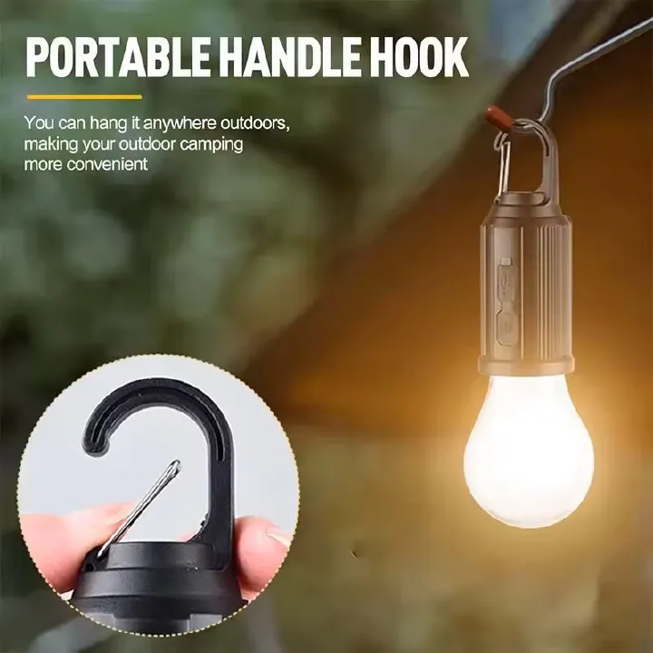 USB Camping Light 3 Lighting mode Rechargeable LED Bulb Lantern Waterproof High Bright Tent Light with Hook Outdoor Night Emergency Light