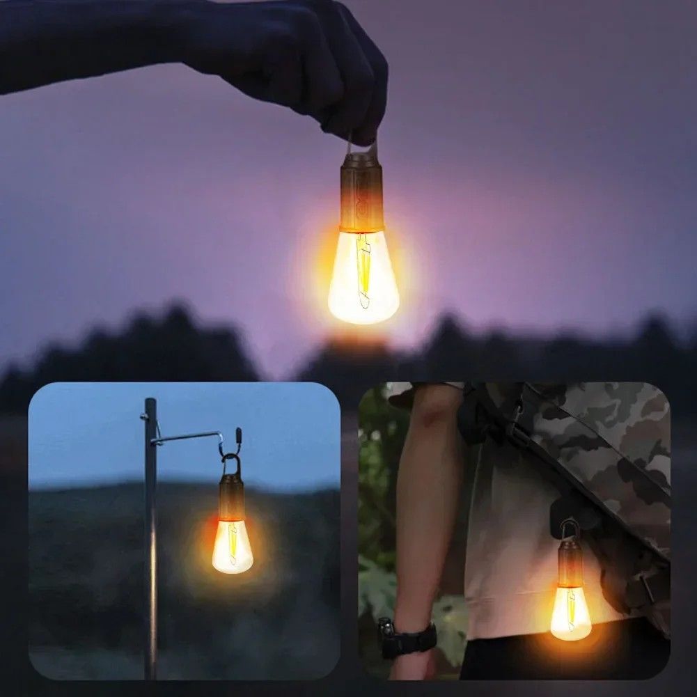USB Camping Light 3 Lighting mode Rechargeable LED Bulb Lantern Waterproof High Bright Tent Light with Hook Outdoor Night Emergency Light