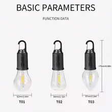 USB Camping Light 3 Lighting mode Rechargeable LED Bulb Lantern Waterproof High Bright Tent Light with Hook Outdoor Night Emergency Light