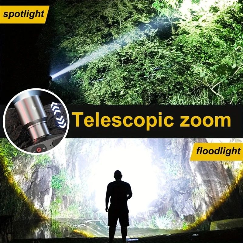 3 Mode Rechargeable Headlamp White Laser Telescopic Zoom Flashlight Outdoor/Indoor Super Bright Headlamp Large Area Floodlights Headlight Lightweight USB Head Light