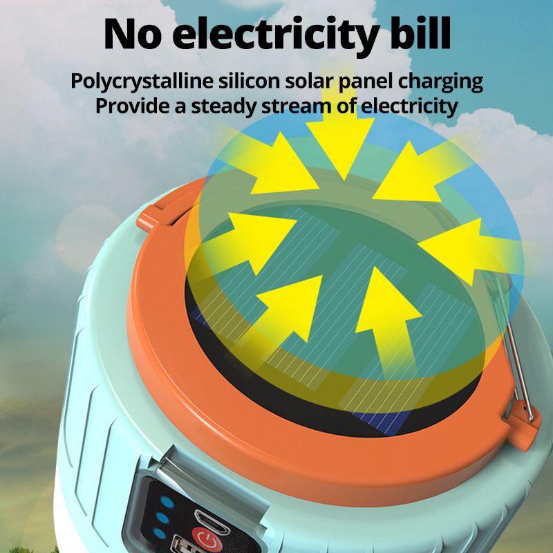 Multiple Functions Porch Lights Solar Light Rechargeable Remote Control LED Lamp Solar Patio Lights Portable Emergency Lighting LED Light Battery Display Room Night Market Outdoor Hanging Light