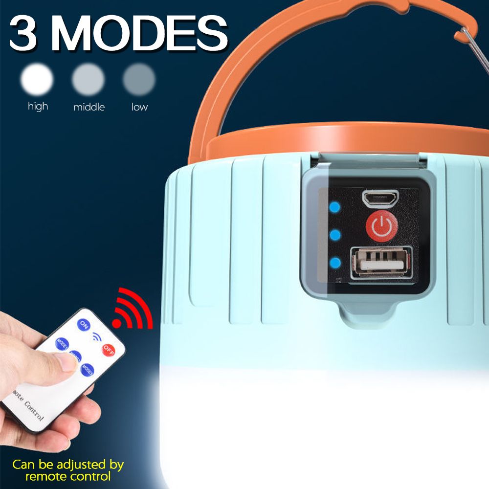 Multiple Functions Porch Lights Solar Light Rechargeable Remote Control LED Lamp Solar Patio Lights Portable Emergency Lighting LED Light Battery Display Room Night Market Outdoor Hanging Light