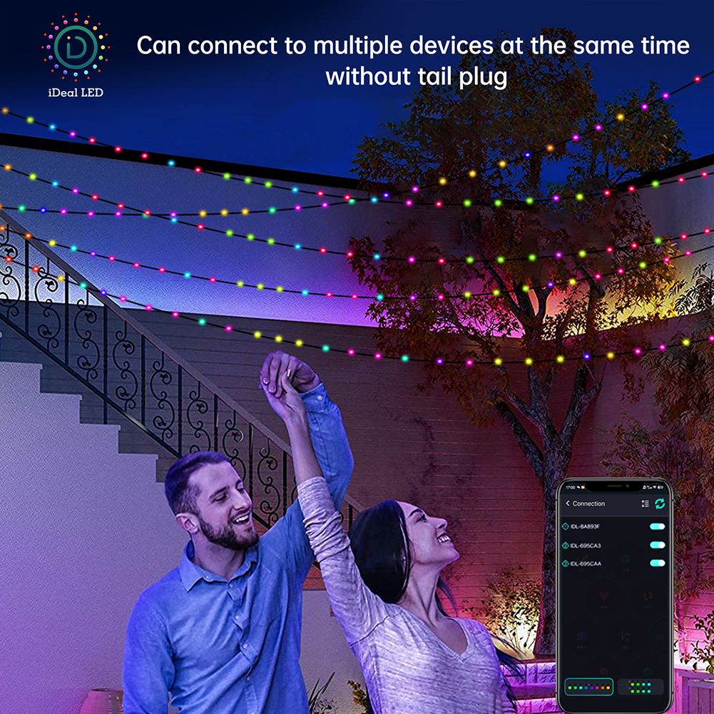 10 Meters Smart LED Bulbs LED Strip Bluetooth RGB Fairy Lamps 100LED Light Bulbs Indoor/Outdoor Waterproof USB Novelty Light Color Changing Music Copper with Remote Control
