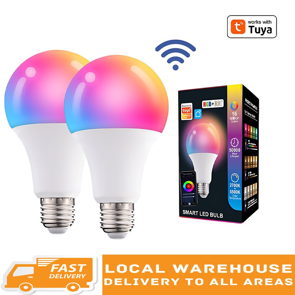 2PCS 16Million B22 WIFI&Bluetooth 10W Smart Bulbs Music Sync LED Bulb DIY Colors Dimmable RGBCC App Control
