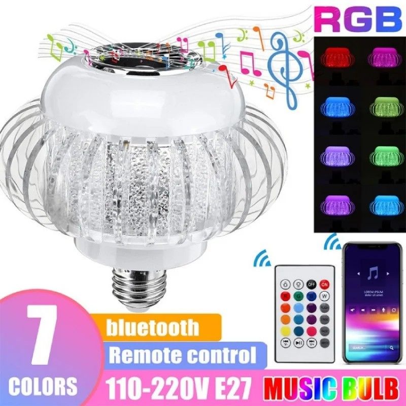 E27 Bluetooth Music Light Bulb RGB Colorful Color Change Remote Control Atmosphere Bulbs with Speaker Intelligent LED Bulb