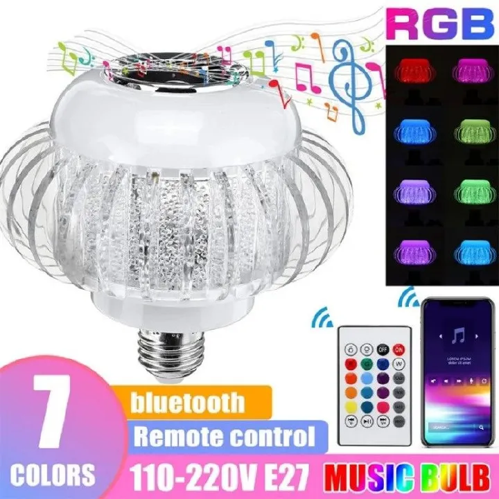E27 Bluetooth Music Light Bulb RGB Colorful Color Change Remote Control Atmosphere Bulbs with Speaker Intelligent LED Bulb