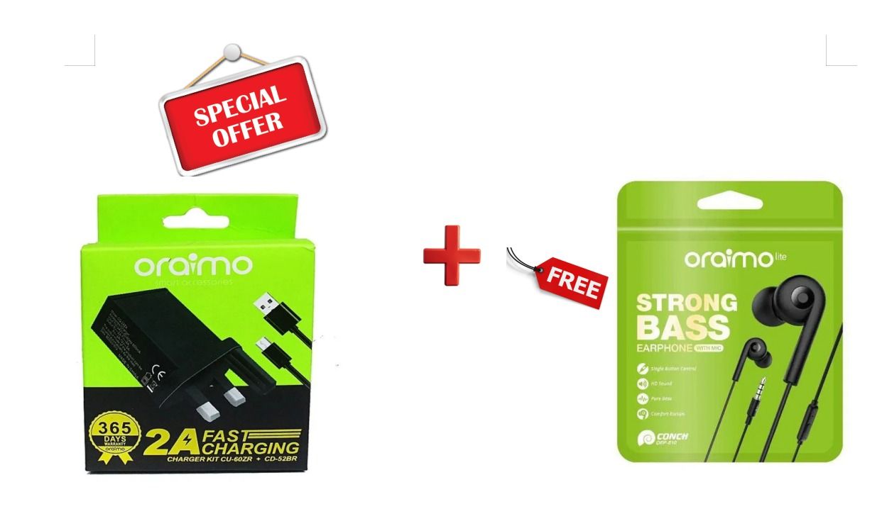 Supercharge! Free Earphones with Every Oraimo Fast Charger!
