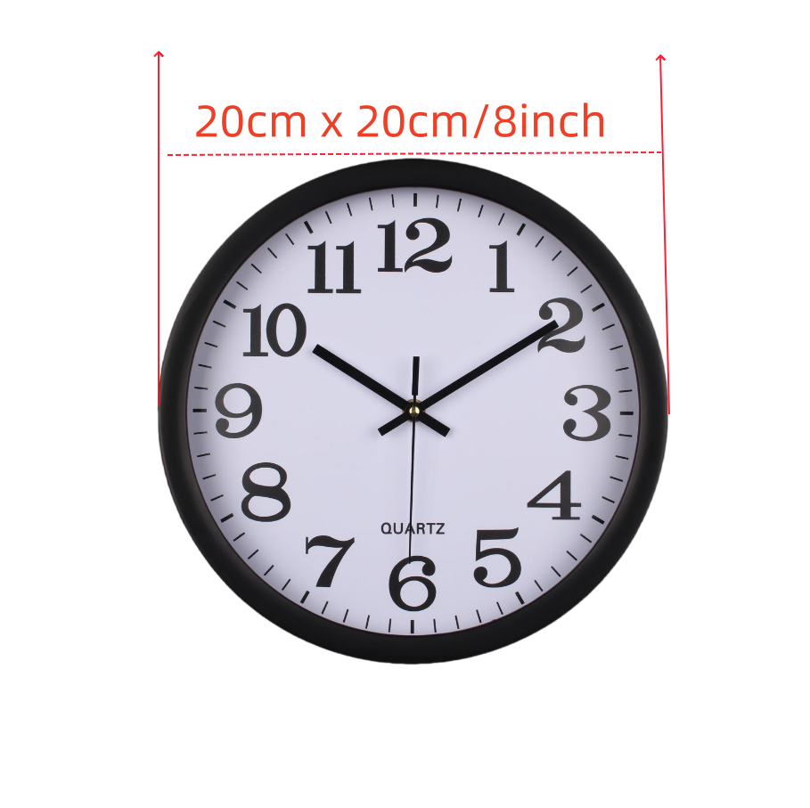 Living Room Bedroom Kitchen Decor Home Clocks Wall Clocks 8inch Silent Non Ticking Quartz Battery Operated Round Clock Easy to Read for Office Classroom School Home