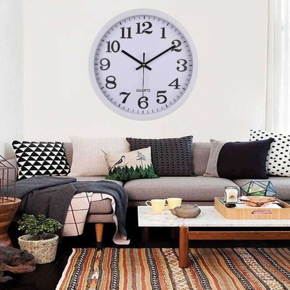 Living Room Bedroom Kitchen Decor Home Clocks Wall Clocks 8inch Silent Non Ticking Quartz Battery Operated Round Clock Easy to Read for Office Classroom School Home
