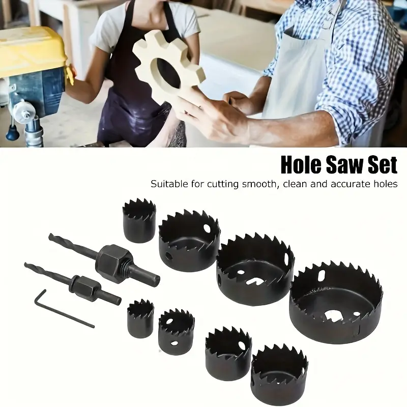 11pcs Woodworking Hole Opener Set Wood Panel Gypsum PVC Round Punch Drill Bit Drilling Tool