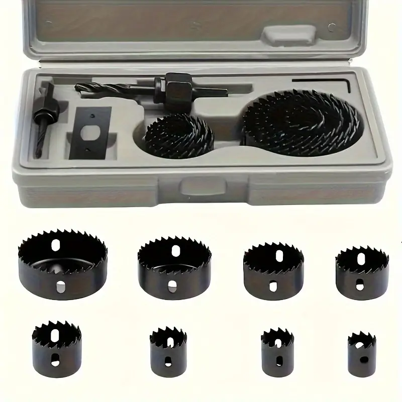 11pcs Woodworking Hole Opener Set Wood Panel Gypsum PVC Round Punch Drill Bit Drilling Tool