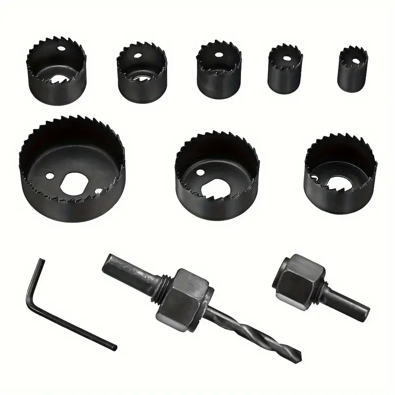11pcs Woodworking Hole Opener Set Wood Panel Gypsum PVC Round Punch Drill Bit Drilling Tool