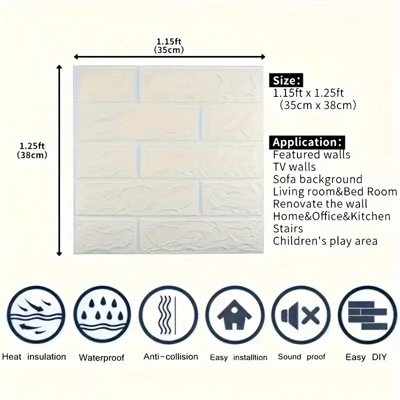 20Pcs 3D Wall Panel Living Room Brick Stickers Bedroom Kids Room Brick Papers Home Wall Decor Self Adhesive Foam Wallpaper DIY
