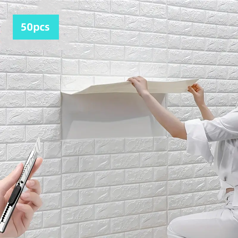 20Pcs 3D Wall Panel Living Room Brick Stickers Bedroom Kids Room Brick Papers Home Wall Decor Self Adhesive Foam Wallpaper DIY