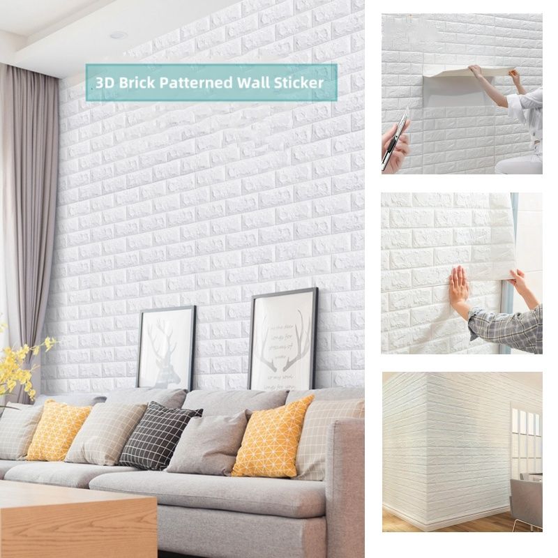 20Pcs 3D Wall Panel Living Room Brick Stickers Bedroom Kids Room Brick Papers Home Wall Decor Self Adhesive Foam Wallpaper DIY