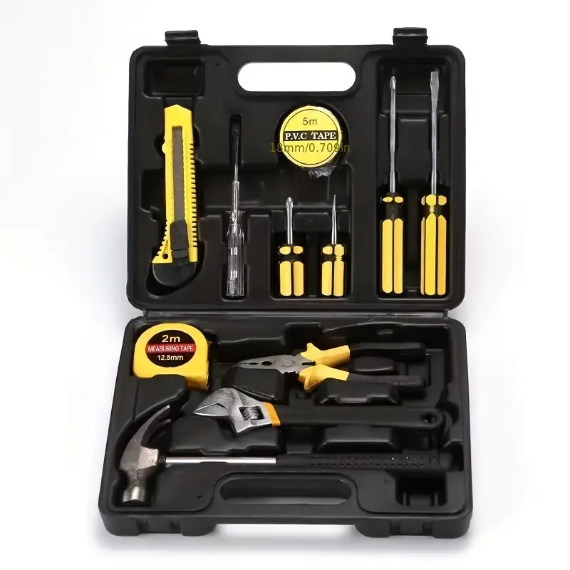12pcs Home Tool Set Hammer Wrench Kit Screwdriver Pliers Tape Measure Electrician Tape and Other Utility Tools Suitable for diy projects Car Repair Tools Durable