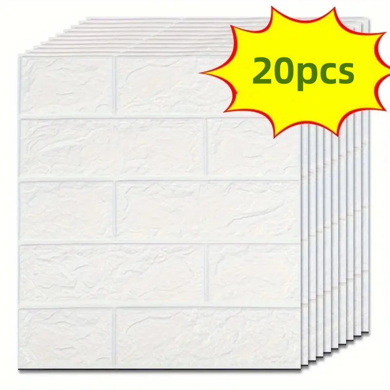 20Pcs 3D Wall Panel Living Room Brick Stickers Bedroom Kids Room Brick Papers Home Wall Decor Self Adhesive Foam Wallpaper DIY