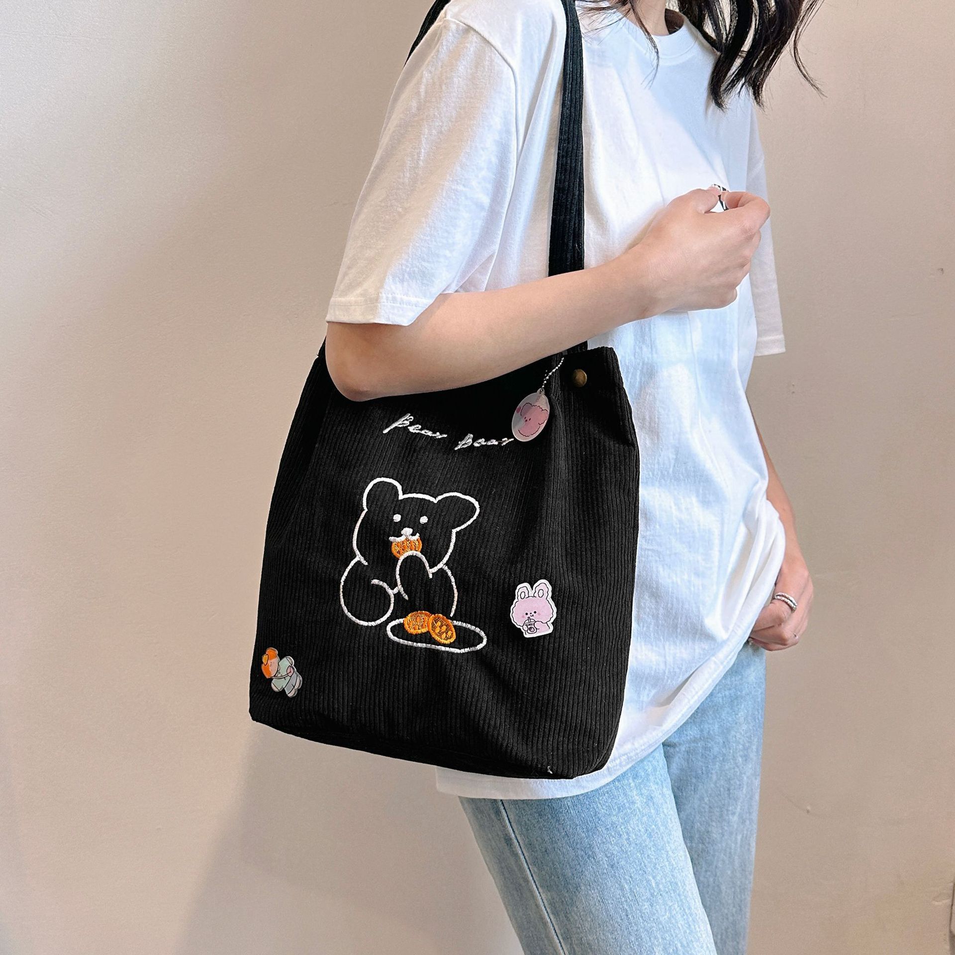 New Arrivals Women'S Bag Tote Bags Large Capacity Art Simple Personality All-In-One Shoulder Bag  Handbags Corduroy Canvas Storage Bag
