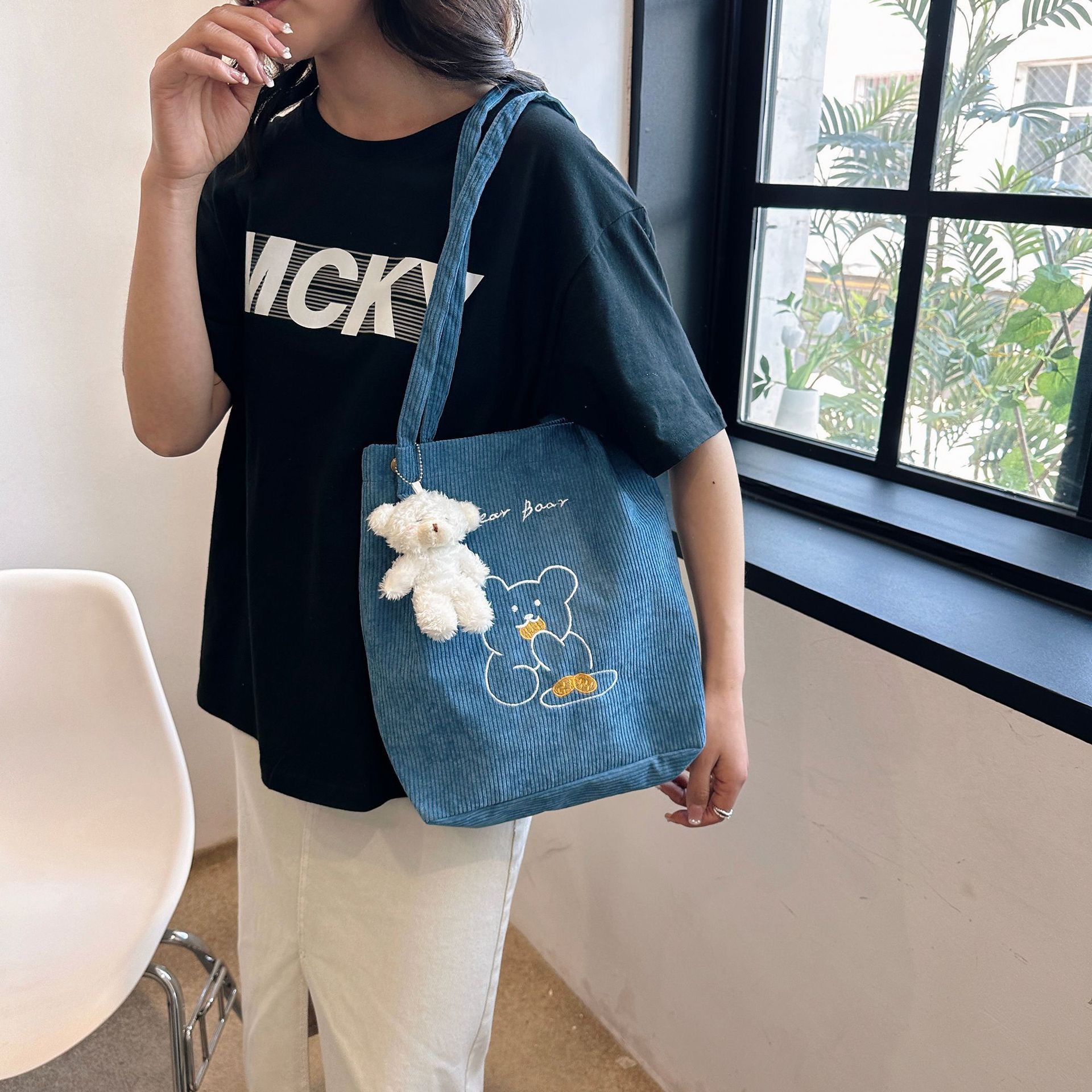 New Arrivals Women'S Bag Tote Bags Large Capacity Art Simple Personality All-In-One Shoulder Bag  Handbags Corduroy Canvas Storage Bag