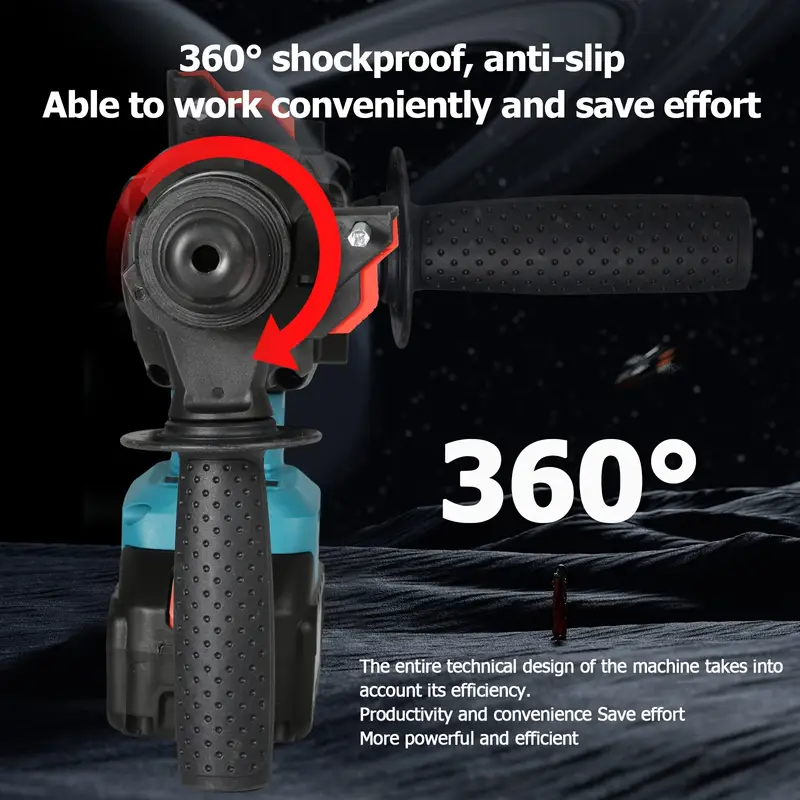 21V Cordless Rotary Hammer Drill, 7/8" SDS-Plus, 4 Application Modes, Brushless, 2.1 Joules, Cordless Demolition Hammer for Concrete, Including Battery and Charger, 4 Drill Bits