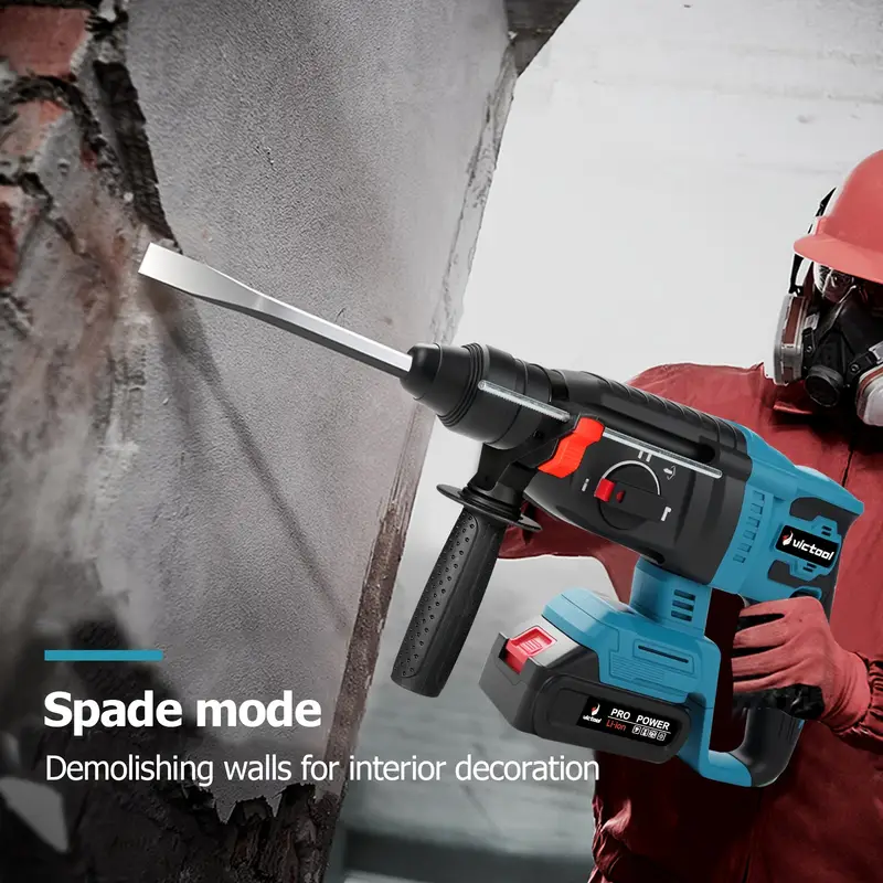 21V Cordless Rotary Hammer Drill, 7/8" SDS-Plus, 4 Application Modes, Brushless, 2.1 Joules, Cordless Demolition Hammer for Concrete, Including Battery and Charger, 4 Drill Bits