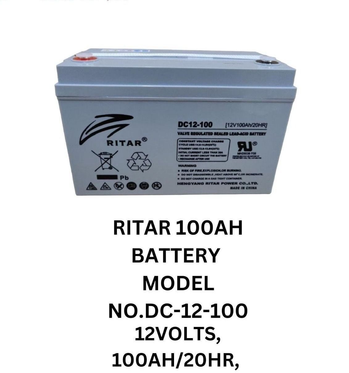 Ritar 100Ah Deep Cycle AGM Battery – Reliable Power Backup