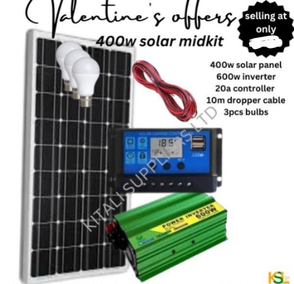 400W Solar Power Kit – 600W Inverter, 20A Controller, 10m Cable & 3 LED Bulbs | Complete Off-Grid Energy System