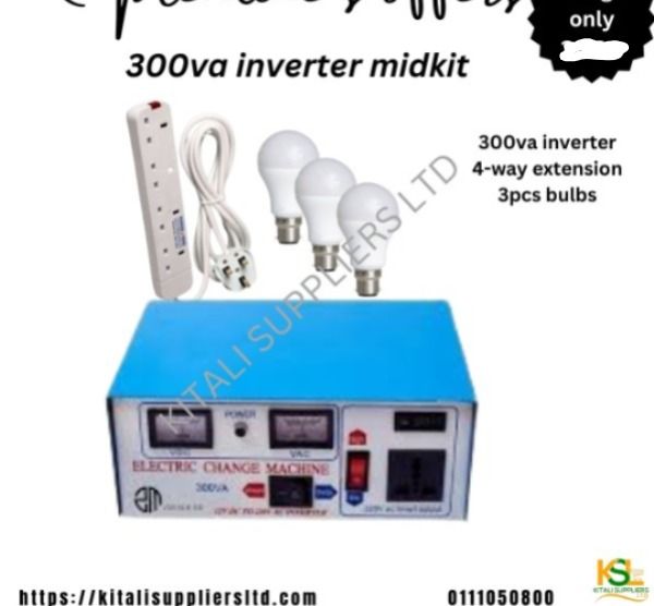 300VA Inverter with Extension Cable & 3 LED Bulbs – Essential Power Kit