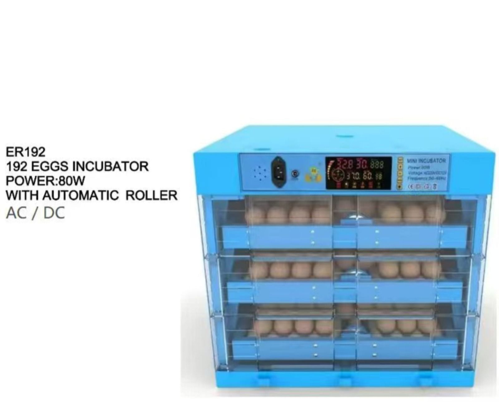 192 Eggs Automatic Egg Incubator – High-Capacity Poultry Hatcher