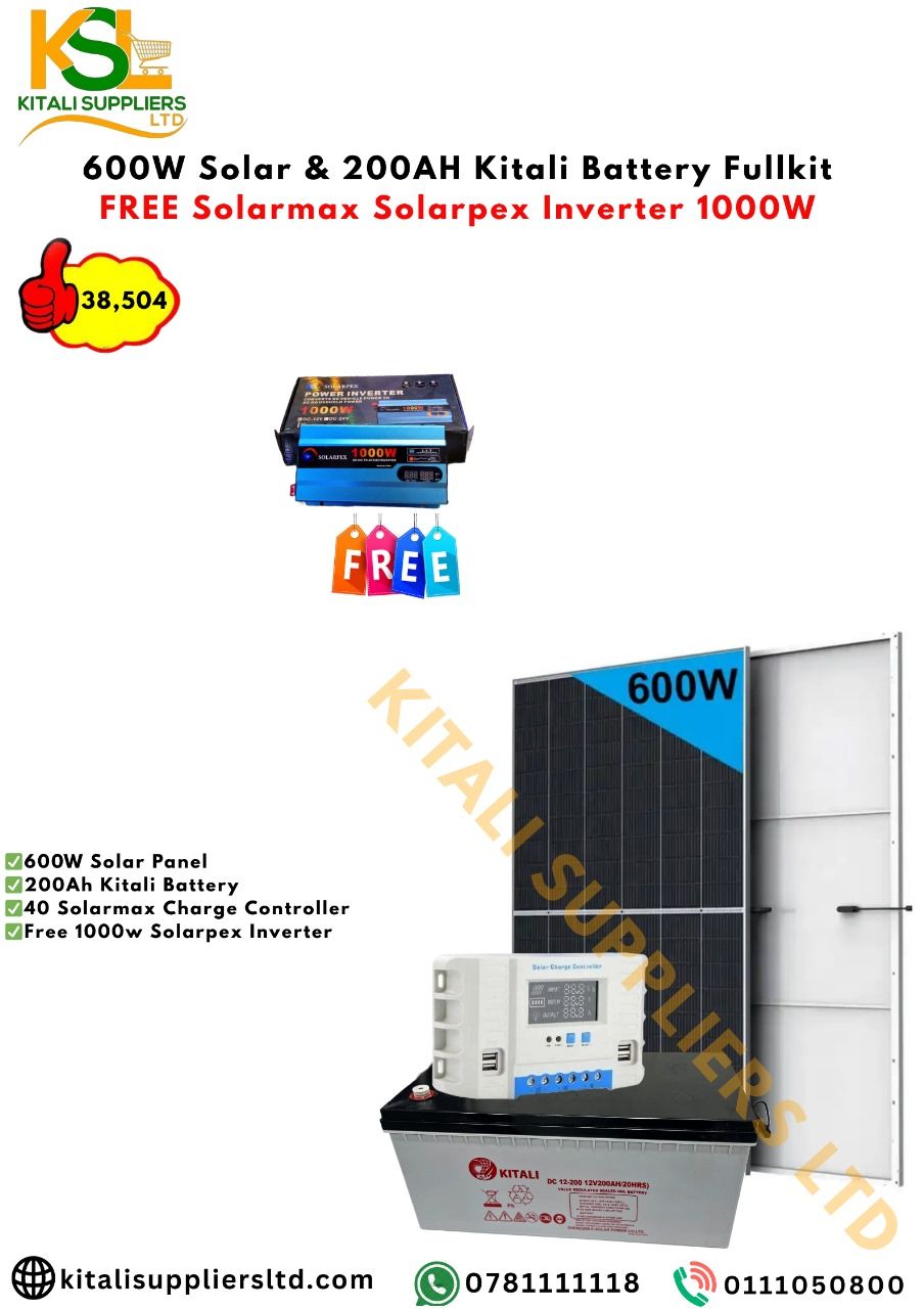 600W Solar System with 200Ah Battery & 1000W Inverter – Off-Grid Power Solution