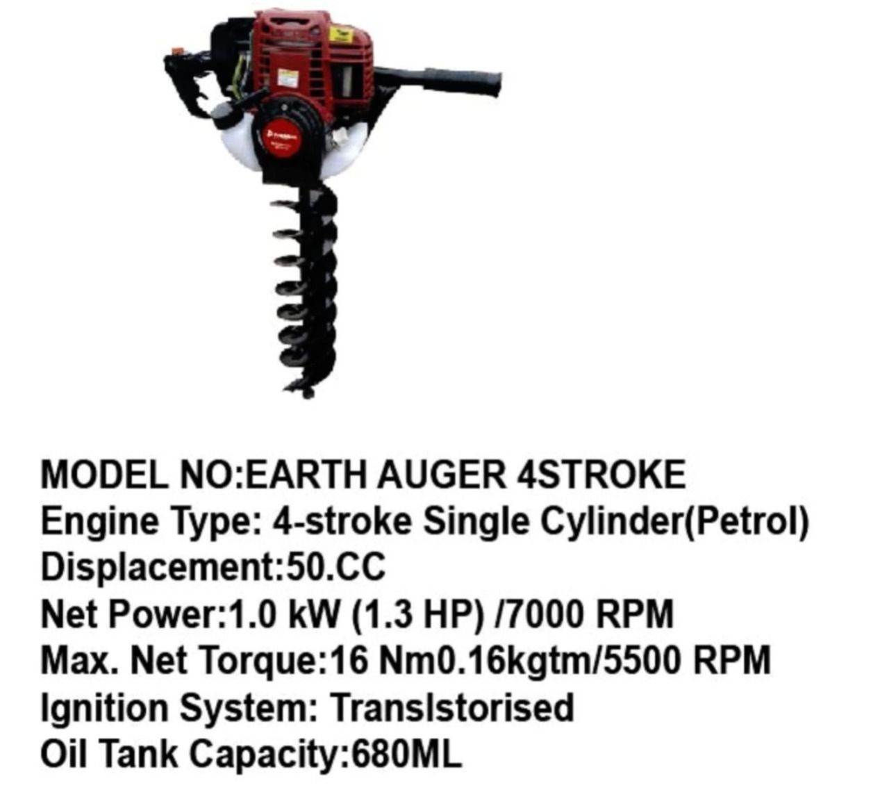 Earth Auger 4-Stroke 50cc – Heavy-Duty Petrol-Powered Hole Digger
