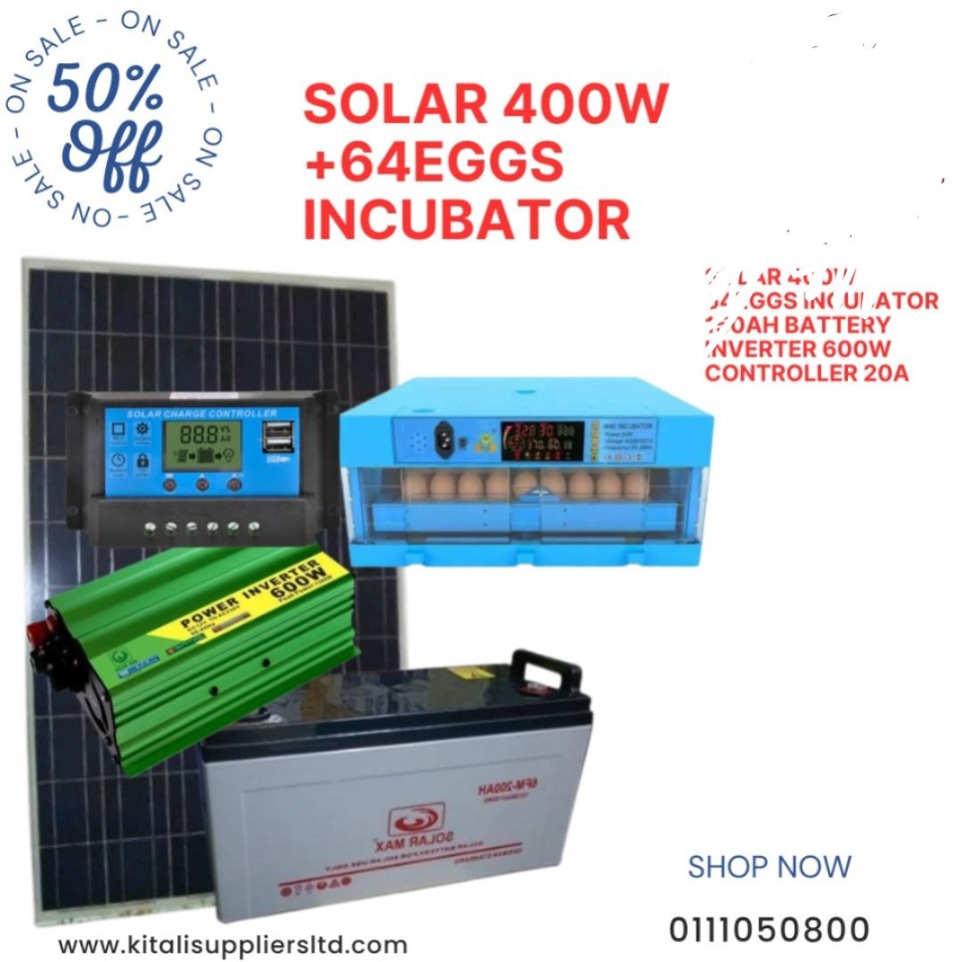 Solar Incubator Kit | 400W Panel + 150Ah Battery + 64-Egg Capacity