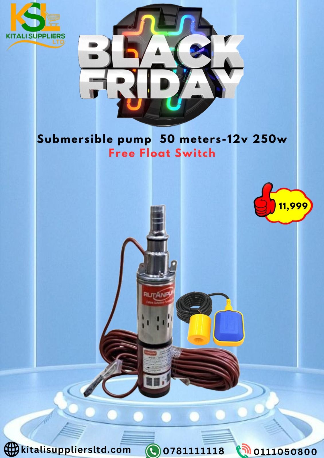 Ruran 24V DC Water Pump – 50m Head High-Pressure Pump