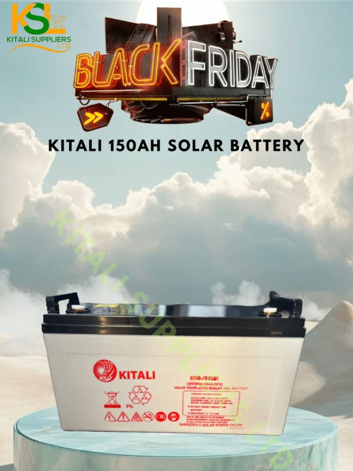 Kitali 150Ah Deep Cycle Battery – 12V Sealed Maintenance-Free