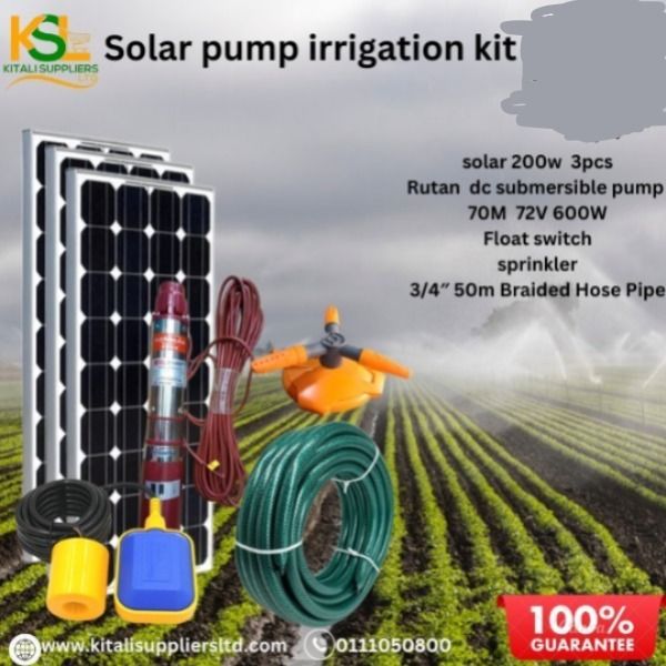 ✅ 3PC 200W Solar Panel Kit with 72V 600W Rutan DC Water Pump, Float Switch, Sprinkler & 50m Pipe – Complete Solar Irrigation System