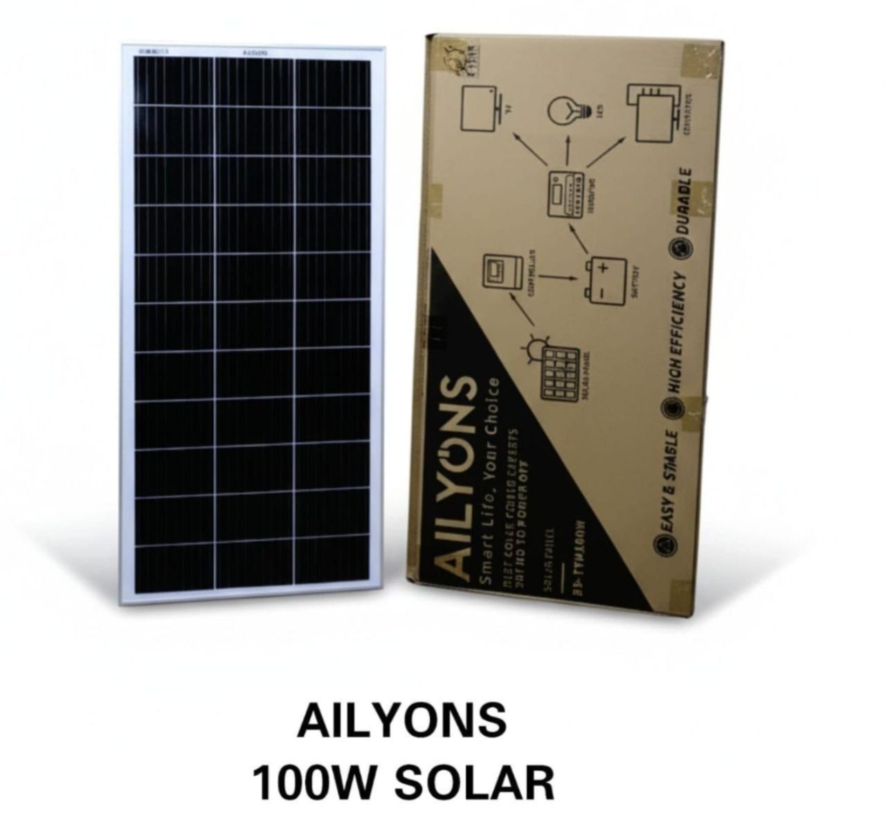 Ailyons 120W Monocrystalline Solar Panel – High Efficiency, Durable, Fast Charging