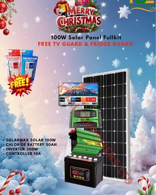 100W Solar Panel, 50Ah Battery, 300W Inverter & 10A Controller – Compact Solar Energy Kit